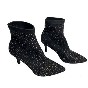 Women's INC Size 6.5 M Black Multi Colored Rhinestone Bray Sock Botties 3" Heels